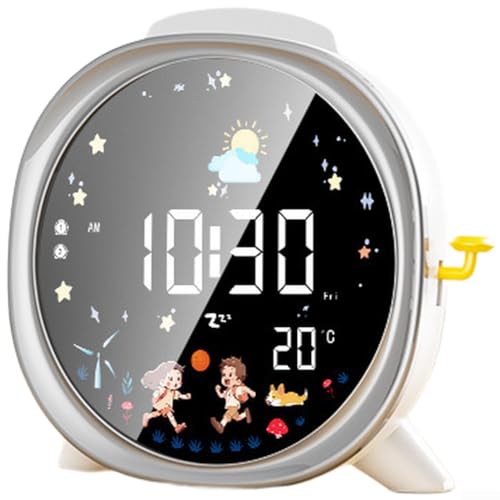 Zoegneer Reloj despertador digital LED LCD con pantalla de temperatura de luz nocturna ajustable, funcionamiento silencioso, múltiples alarmas y simulación de amanecer y atardecer para dormitorio