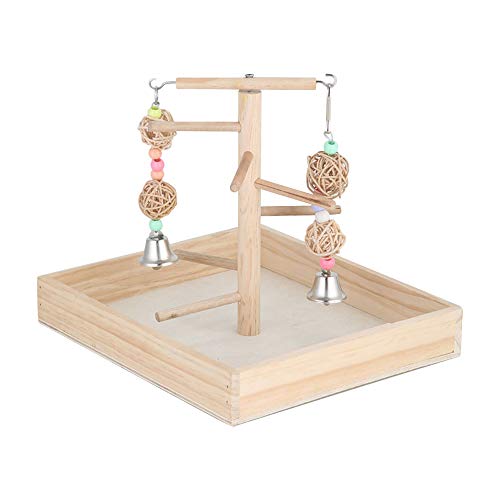 AZXAZ Parrot Playstand - Perca de Madera para Masticar, Pelota, Campana Colgante para pájaros, Escalera en Espiral para periquitos, cacatúas, pájaros