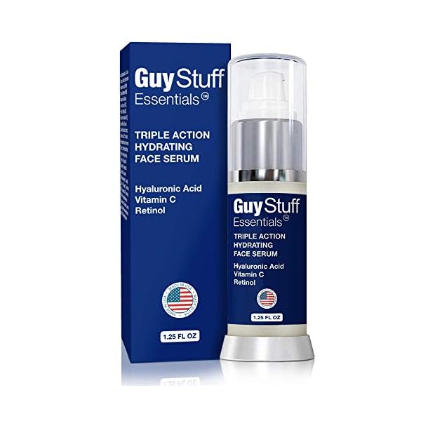 Mens Face Moisturizer Lotion - Serum For Eyes Face & Neck - Anti Aging - Anti Wrinkle - Hydrates & Firms - Retinol - Hyaluronic Acid - Vitamin C - Rejuvenates Facial Skin Cream by Guy Stuff Essentials