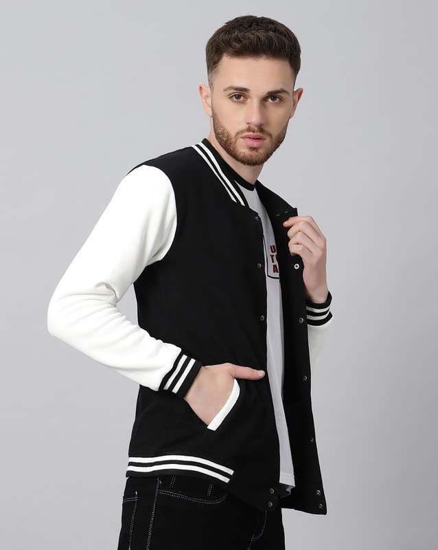 Image of BE SAVAGE Men's Cotton Blend Standard Length Varsity Jacket