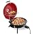 20" Electric Countertop BBQ Grill,Portable Double Layer Indoor/Outdoor Electrics Grill,Kettle Charcoal BBQ Grill,Electric Barbecue Charcoal Grill,with Lid,for Patio Balcony Kitchen Garden (Red)