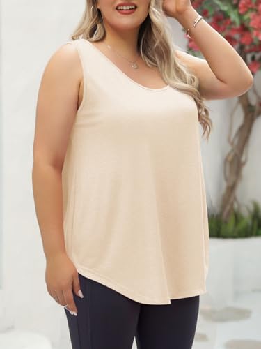 Image of Plus Size Tank Tops for Women Summer Sleeveless Tops Loose Fit Tunic Tanks