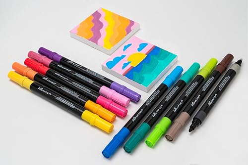 Image of Dual-Color Markers, Set of 10, Bright /Pastel Colors, Bright and Vivid Colors, For Crafts, Journaling, Coloring, Artists, Bullet Tip, Home or Classroom Use