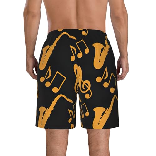 Musical Notes Treble Print Men's Hawaiian Shorts Beach Shorts Quick Dry Fun Swim Trunks Lining Bathing Suits3