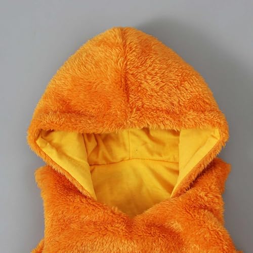 Toddler Girls Halloween Pumpkin Hooded Vest Sleeveless Soft Furry Fleece Pullover Tops Fall Warmth Holiday Dress Up4