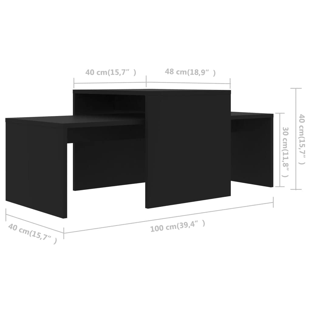vidaXL - Couchtische - Couchtisch-Set Schwarz 100x48x40 cm Spanplatte