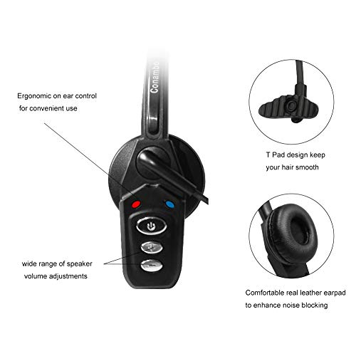 Bluetooth Headset V5.0, Pro Wireless Headset High Voice Clarity with Noise Canceling Mic for Cell Phone Trucker Engineers Business Home Office-JBT800
