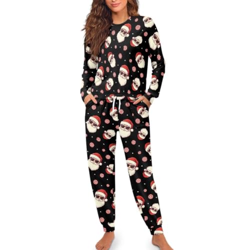 Image of Women's Pajamas Set Soft 2 Piece Loungewear Long Sleeve Pj Set | Matching Sleepwear, Crew Neck Top, Drawstring Jogger Pants with Pockets, Fall Pajama for Home, Sleep, Casual Wear, Plus Size