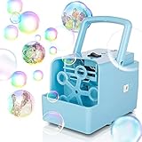 Bubble Machine, Portable Bubble Maker Toy for Kids, Automatic Bubble Blower 2000+ per Min, 2 Speed Levels for Party Wedding Indoor Outdoor Activities, Powered By DC Cable or 4xAA Battery(Not Included)