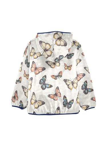 Vintage Butterfy Girls Fleece Jacket Girls Fall Jacket Boys Coats Zip Up Hoodie Children Sherpa Warm Outerwear 2-10T2