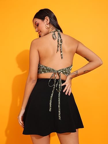 Image of Yash Gallery Women's Regular Fit Cotton Geomatrical Handblock Printed Freesize Backless Sleeveless Blouse