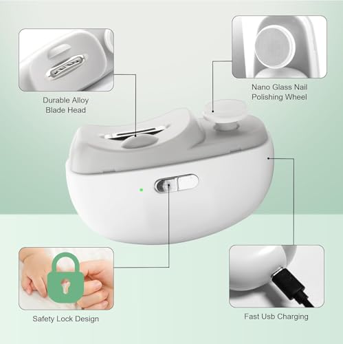 Image of SNOWCLAD Electric Nail Clipper Automatic Nail Trimmer with LED Light, 2 Speed Rechargeable Nail File, 2-in-1 Safe Nail Cutter for Kids, Elderly, Adults & Caregivers Portable Manicure Tool