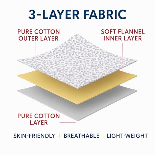 Image of Danip 100% Cotton Reversible AC Dohar Blanket, Throw - Printed Soft, Skin-Friendly, Lightweight & Ideal for All-Weather - 3 Layered Single Bed Dohar for AC Rooms (56 x 88 Inches) - White & LBrown