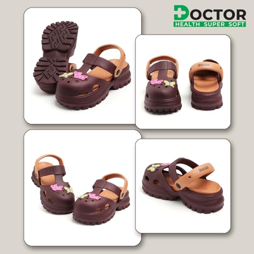 Image of DOCTOR HEALTH SUPER SOFT Stylish and Light Weight & Waterproof Anti Skid Women Clogs with Cushioned Footwear || Comfortable with Adjustable Back Strap Women Clog Everyday Wear