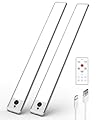 EZVALO Under Cabinet Lights, 66 LEDs Motion Sensor Light Indoor Dimmable, 4000mAh Rechargeable Closet Lights 5700K with Remote Control, Wireless Under Counter Lights for Kitchen,Cabinet,Bedroom (2Pcs)