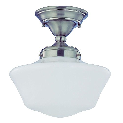 10-Inch Schoolhouse Ceiling Light in Satin Nickel Finish