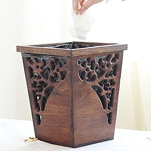 Papelera vintage de madera cuadrada sin tapa
