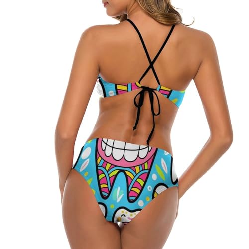 Women's Two Pieces Bikini Set Halter Bra Sets4