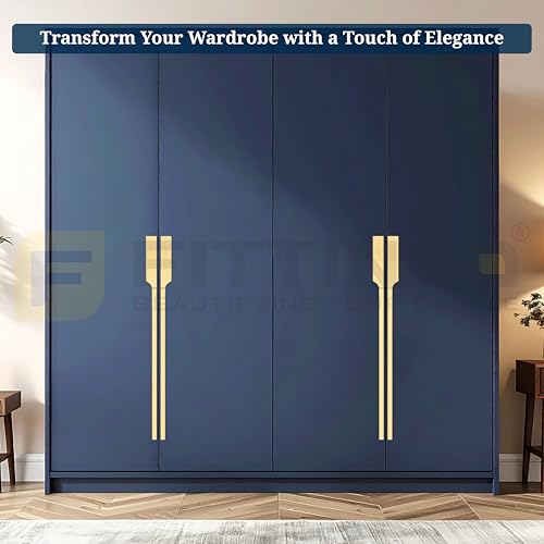 Image of Goldcrest 62cm Handle for Wardrobe & Cabinet /Cupboard Handle /Wardrobe Handle /600mm Hole to Hole (PVD Gold) Pack of 2 (Left - Right)-| 3 Years Warranty |