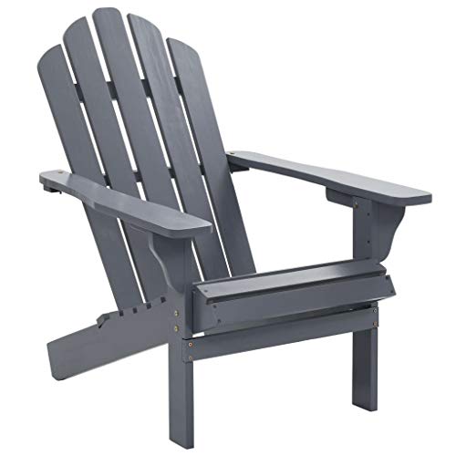 Festnight` Garden Chair with Ottoman Wood Grey