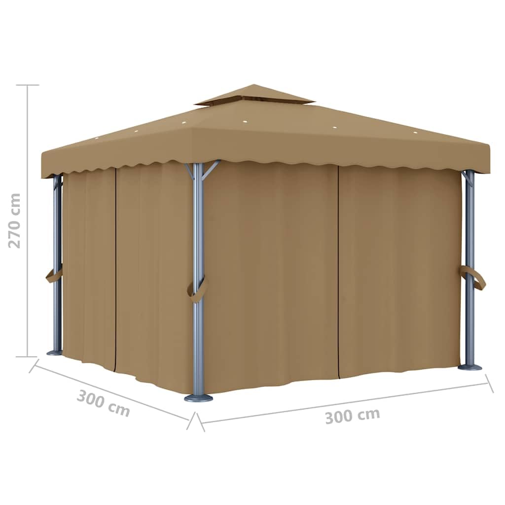 Altana Ogrodowa z Zasłonami 3x3 m Taupe Aluminiowa z Moskitierą