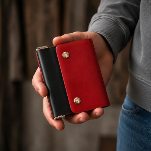 Image of The Wallet Store ClickKiss Genuine Leather Wallet for Men - Red