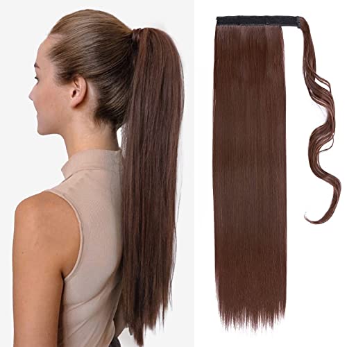 TESS Clip in Ponytail Extension Blonde 23",Hair Extensions Ponytail Synthetic Wrap Around Long Straight Fake Pony Tails Hair Pieces for Women(#33)