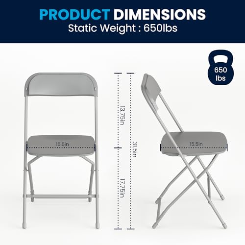 Image of Flash Furniture Hercules Series Plastic Folding Chair - Grey - 4 Pack 650LB Weight Capacity Comfortable Event Chair-Lightweight Folding Chair