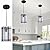 1 Pack Modern Black Square Crystal Pendant Light for Kitchen Island, Elegant Water Ripple Glass Pendant Light Fixtures, Adjustable Chandelier for Dining Room, Hallway, Bedroom, Entry