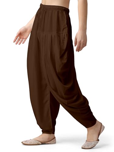 Image of Mehrang Loose Fit Rayon Dhoti Pant for Women Patiala Slawar Bottom Wear Harem Pants, Waist Free Size (26 Inch to 38 Inch)