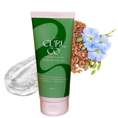 Image of The Curl Co Volumize & Define Hydrating Curl Gel, 150g, For Wavy & Curly Hair, With Hyaluronic Acid, Rice Protein & Flaxseed Extract