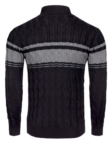 Image of COOFANDY Men's Slim Fit Turtleneck Sweater Casual Twisted Knitted Pullover