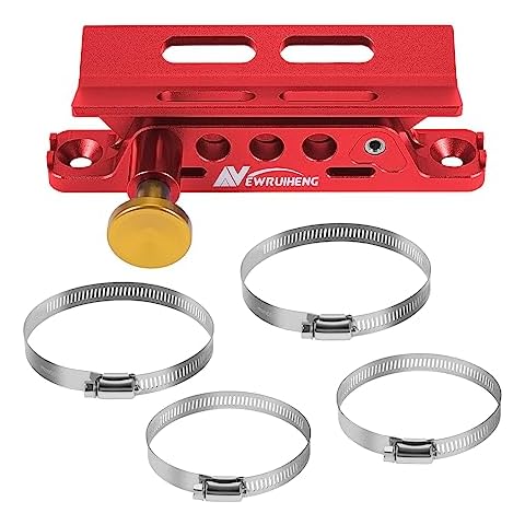 Adjustable Aluminum Fire Extinguisher Mount Holder with 4 Clamps Vehicle Fire Extinguisher Bracket for Wrangler TJ JK JL JKU UTV Polaris RZR Ranger (Red with Gold Knob) Cover