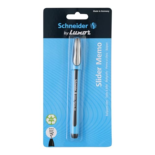 Image of Luxor Schneider Slider Memo XB Ball Pen-Black| Extra Bold Writing| Waterproof Ink With Stainless Steel Tip| Ergonomically Shape & Rubberized Surface| For Extra Ordinary Smooth & Gliding Writing