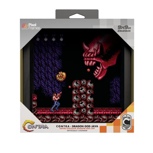 Level Up Labs Pixel Frames: Contra – Dragon God Java – 3D Shadow Box – Framed Decor for Wall, Home, Shelf Display, Game Poster Art Collectibles, Boys Girls Teen Gaming Room Decoration