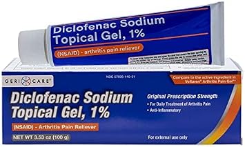 Topical Arthritis Pain Relief Gel Diclofenac Sodium 1% (NSAID) by GeriCare- Hand Wrist Elbow Foot Ankle Knee Extra-Strength Arthritis Pain Reliever- Anti-inflammatory Arthritis Pain Treatment- 3.53oz