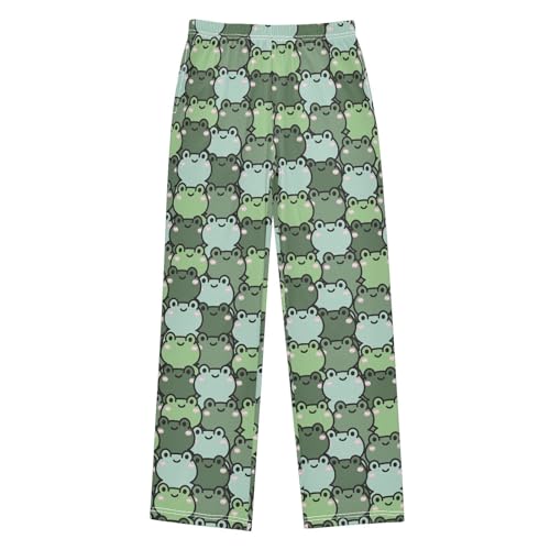 ZZXXB Cartoon Frog Print Boys Long Pants Soft Trousers Elastic Waist Kids Lounge Bottoms with Pockets S-XL