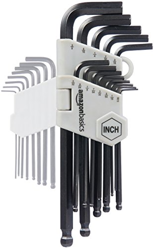 Amazon Basics Hex Key Allen Wrench Set with Ball End - Set of 26