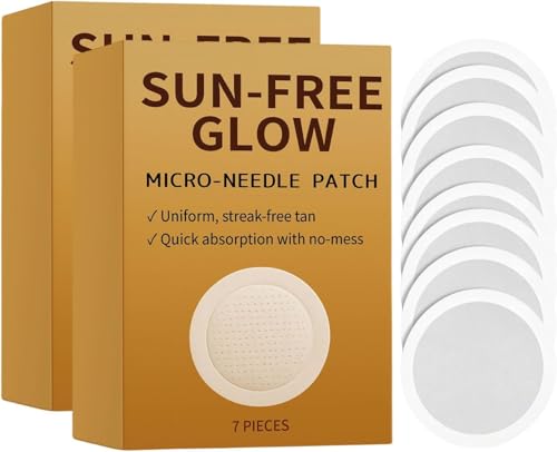 2 Box Sun Free Glow Micro needle Patch Tanning Tanning Microneedle Patches Self Tanning Patches Enhances Natural Tan Natural Looking Glow Bronzing for All Skin Types 14 Vegan Patches