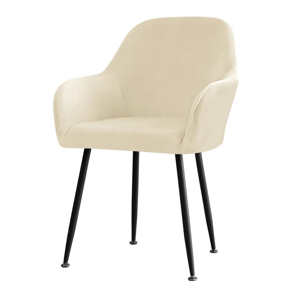 Fundas for sillas escandinavas, Juego de Fundas de Terciopelo for sillas de Comedor (6/4/2/1), Fundas elásticas for sillas de Comedor con reposabrazos y Respaldo.(Beige,4 pcs)