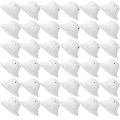 Image of 36 Pcs Bucket Hats Bulk Washed Cotton Foldable Bucket Hat Wide Brim Sun Hats for Women Men Beach Tie Dye DIY