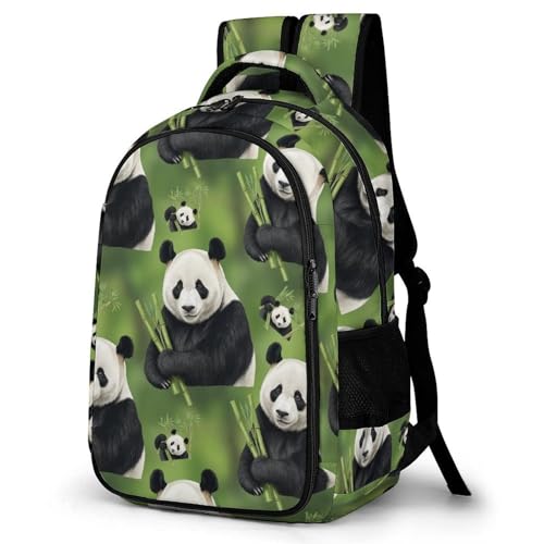 Men's Commuter Bag Large Travel Bag Portable Work Backpack With Double Zippers Cute Panda