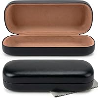 Olicky Hardcase Brillenetui, Softtouch PU Leder Brillenetui, Wird mit einem Mikrofasertuch zur Reinigung geliefert für Sonnenbrille Lesebrille Travel Reise - Schwarz