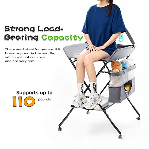 Ksitex Portable Changing Table For Baby Folding Baby Changing Station Diaper Changing Table Organizer With Large Storage Adjustable Height #TOP5