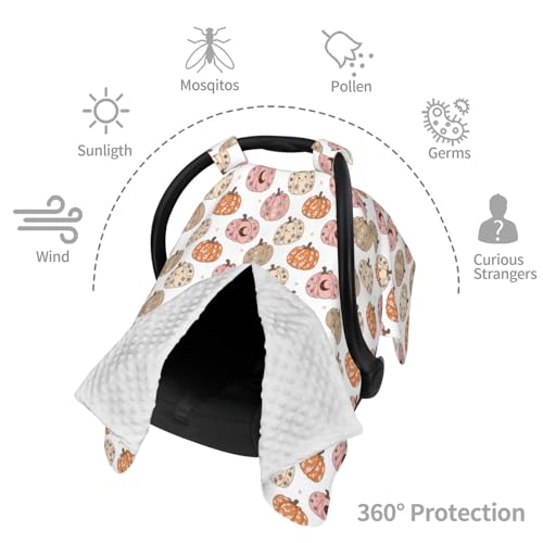 Image of Pumpkins and Bats Baby Car Seat Canopy Nursing Cover for Newborn Car Seat Breastfeeding Covers Blanket Newborn Shower Gift