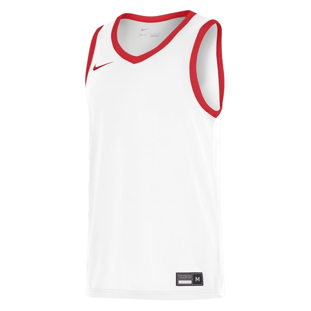 Nike Mens Team25 Basketball Stock Jersey - White/University Red Shirt Uomo