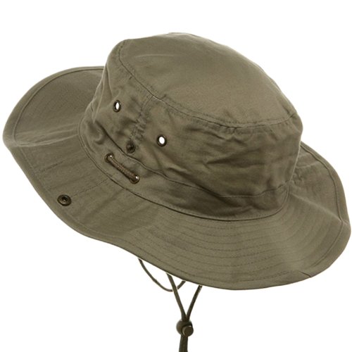 Chapéu de encaixe lateral australiano de sarja escovada MG com cordão de queixo (caqui, pequeno)