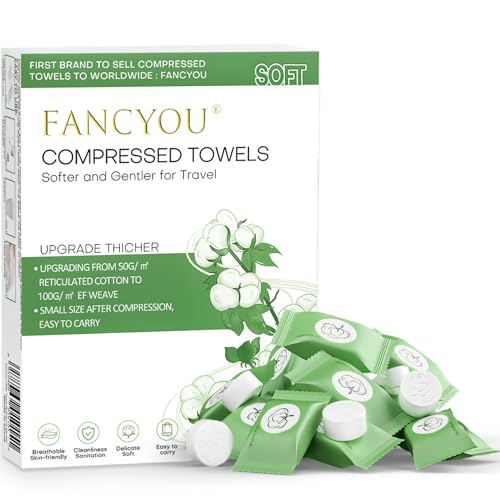 Image of Compressed Disposable Face Towel Cleaning Kit 100, Mini Individual Packages Washcloths,Compact Towels Portable Wash Cloths Cotton Wipes Tablets Coin Tissues Towelettes for Travel Hotel Camping