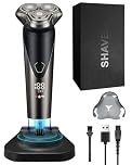 Electric Razor for Men, 4D Rotary Electric Shaver for Men with LED Display, Rechargeable with Charging Dock & USB, Wet/Dry Cordless Mens Shaver, Safety Lock, Waterproof, Ideal Gift for Him