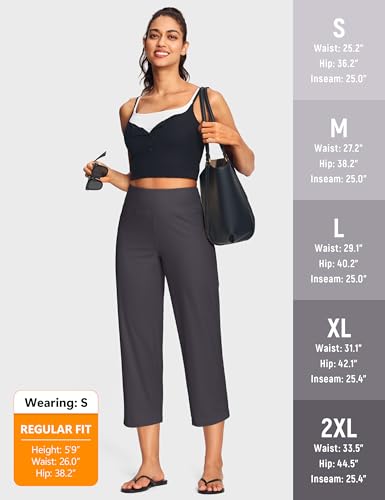 Image of ISEEGZ 15 inch / 18 inch / 21 inch / 25 inch Capri Pants for Women High Waist with Pockets Women's Capris Workout Yoga Pants Loose Straight Leg